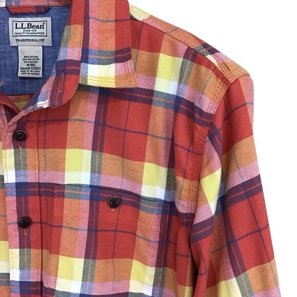 L.L. Bean‎ Men's Traditional Fit BeanFlex All Season Plaid Flannel Shirt M Reg - Picture 3 of 8
